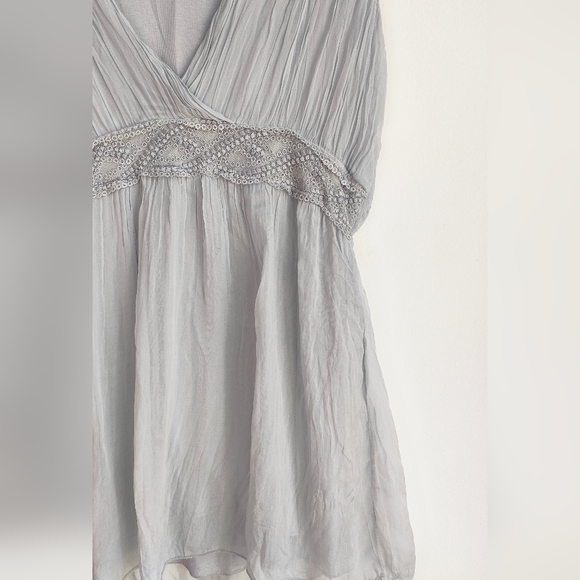 Carla Conti Grey Silk V Neck Sleeveless Top Size M - Picture 5 of 7